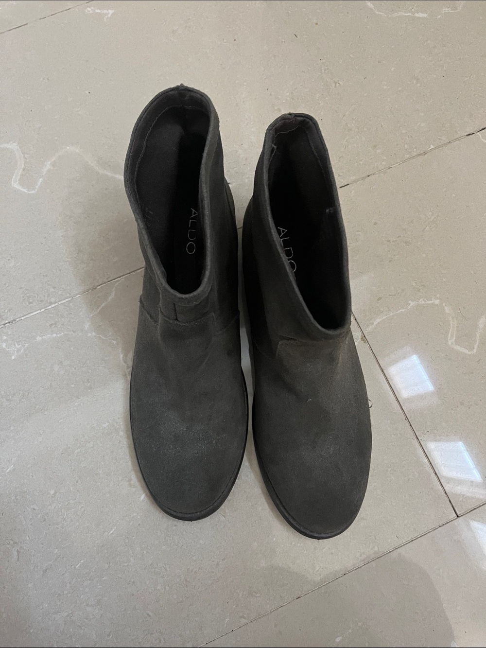Aldo Olive Green Suede Ankle Booties